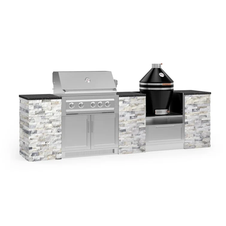 Outdoor Kitchen Signature Series 9 Piece Cabinet Set with 36 in. Propane Gas Platinum Grill