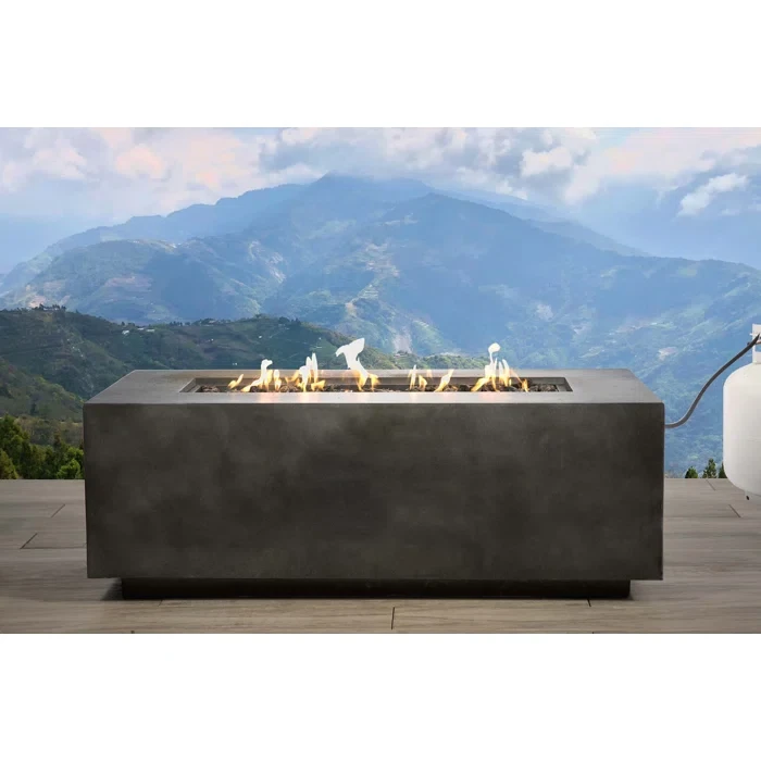 Hasibe Concrete Outdoor Fire Pit Table  16" H x 42" W x 20" D