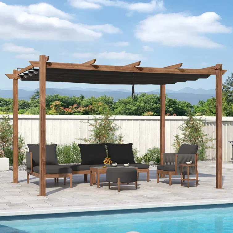 13 Ft. W x 10 Ft. D Aluminum Pergola with Canopy