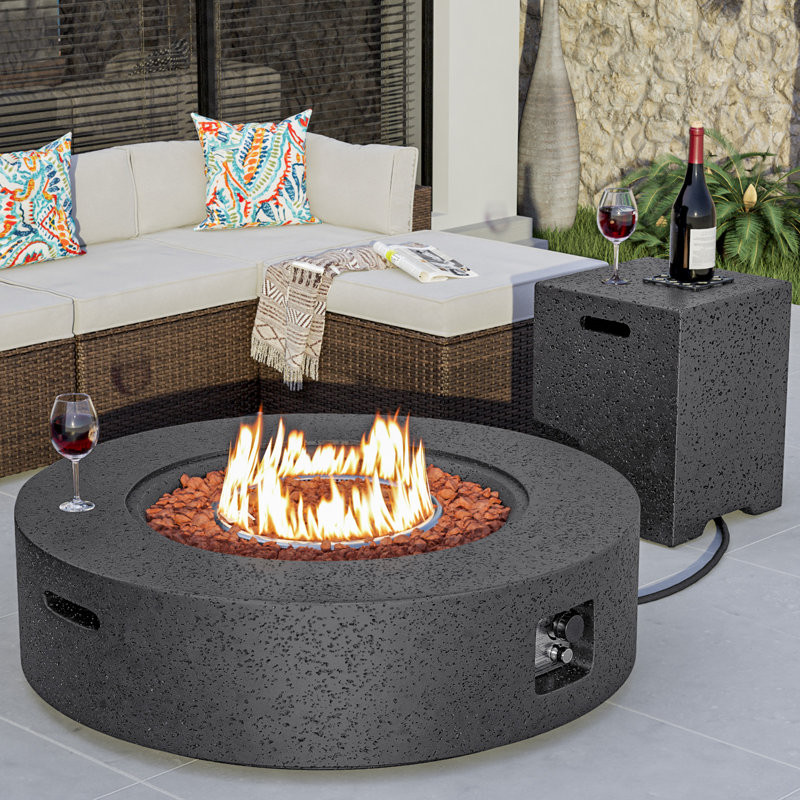 Shade Concrete Propane Outdoor Fire Pit Table