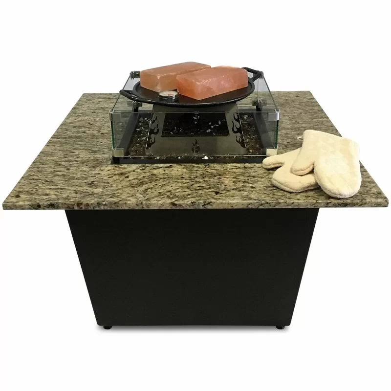 Muse Granite Aluminum Propane Fire Pit Table 21" H x 42" W x 42" D