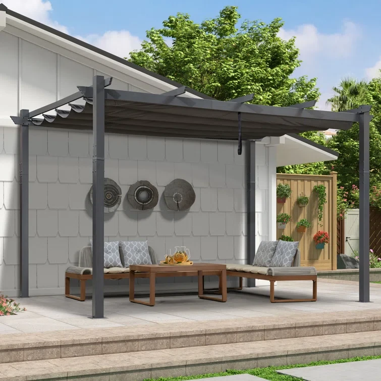 13 Ft. W X 9.5 Ft. D Aluminum Pergola with Canopy