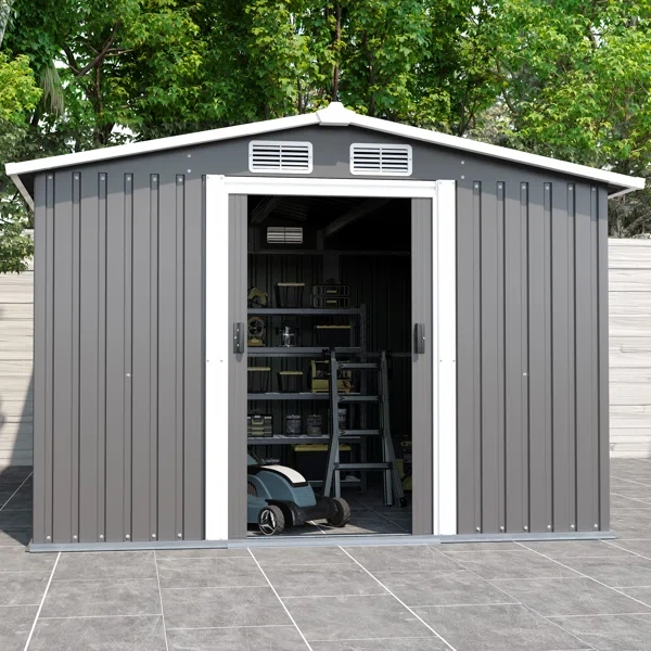 Metal Lean-to Storage Shed 70" H x 97" W x 126" D