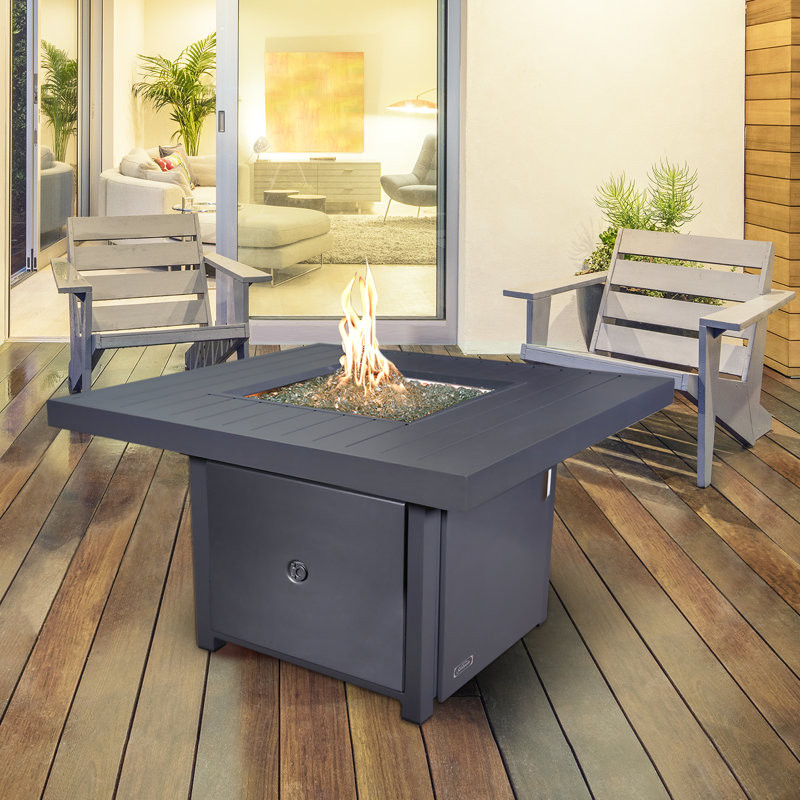 Sunbeam Square Aluminum Propane/Natural Gas Outdoor Fire Pit Table