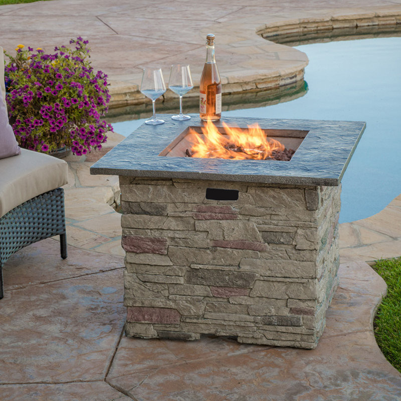 Stafford 24'' H x 32'' W Stone Propane Fire Pit Table