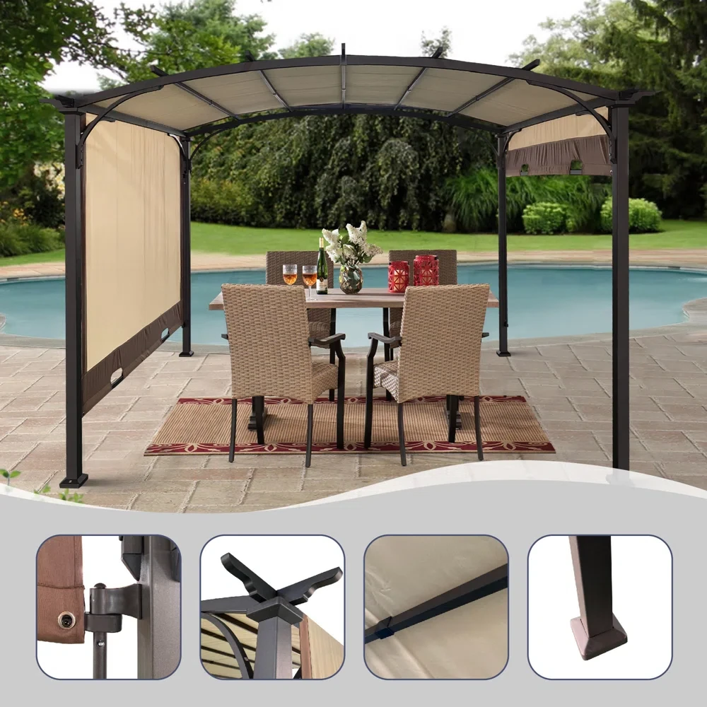 11 Ft. W x 9 Ft. D Metal Pergola with Canopy