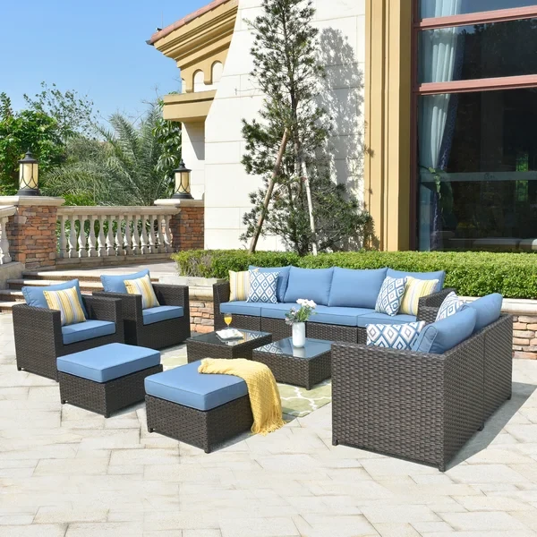 Ameliarose 12 Piece Rattan Sectional Seating Group With Cushions