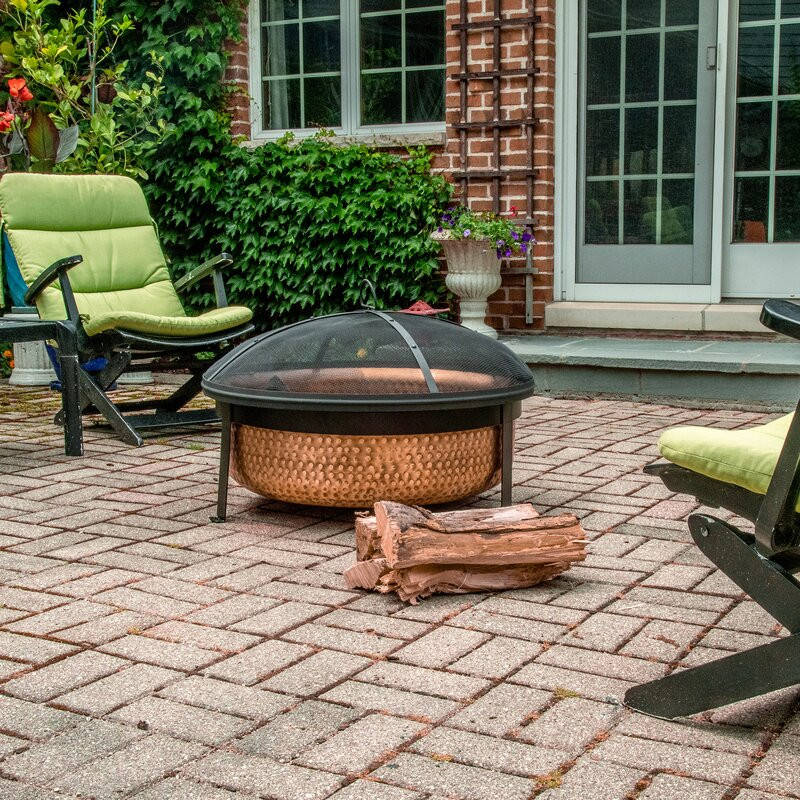 Raffles 22" H x 30" W Copper Wood Burning Outdoor Fire Pit