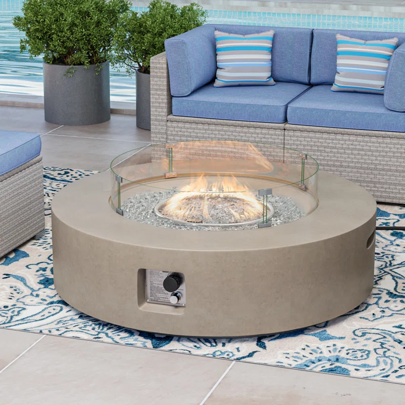 Outdoor Concrete Propane Fire Pit Table