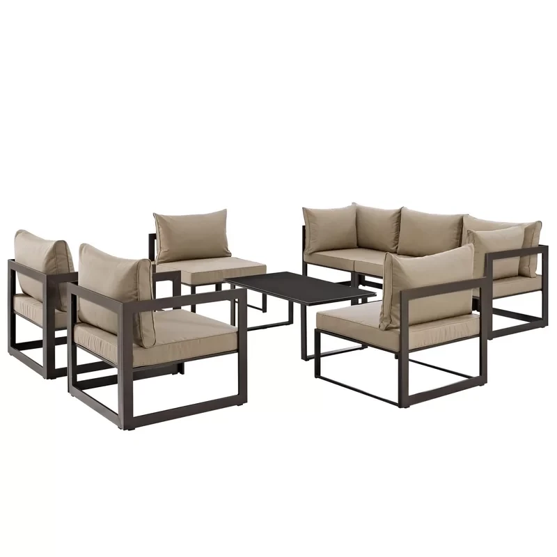 Fortuna 8 Piece Outdoor Patio Sectional Sofa Set