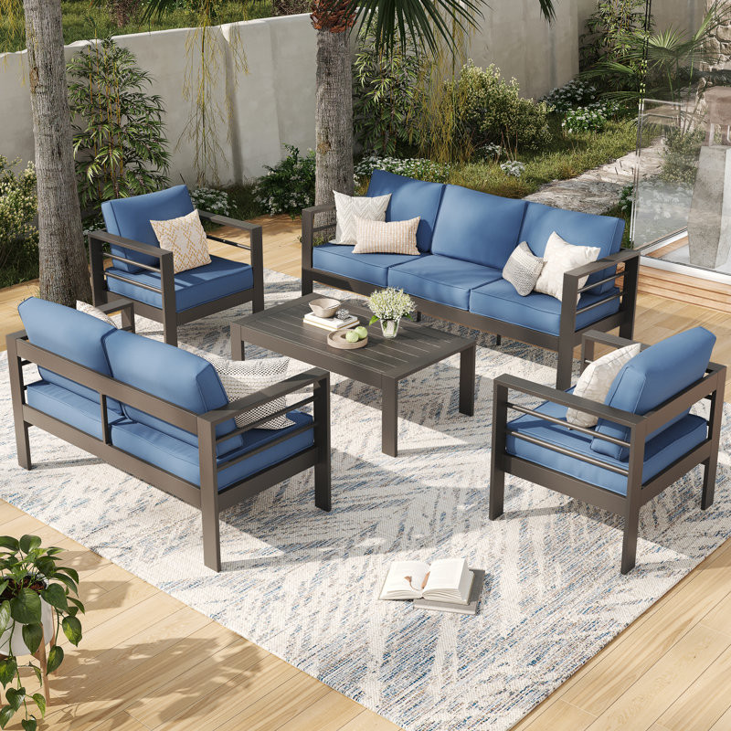 Gloretta 7 - Person Outdoor Seating Group with Cushions