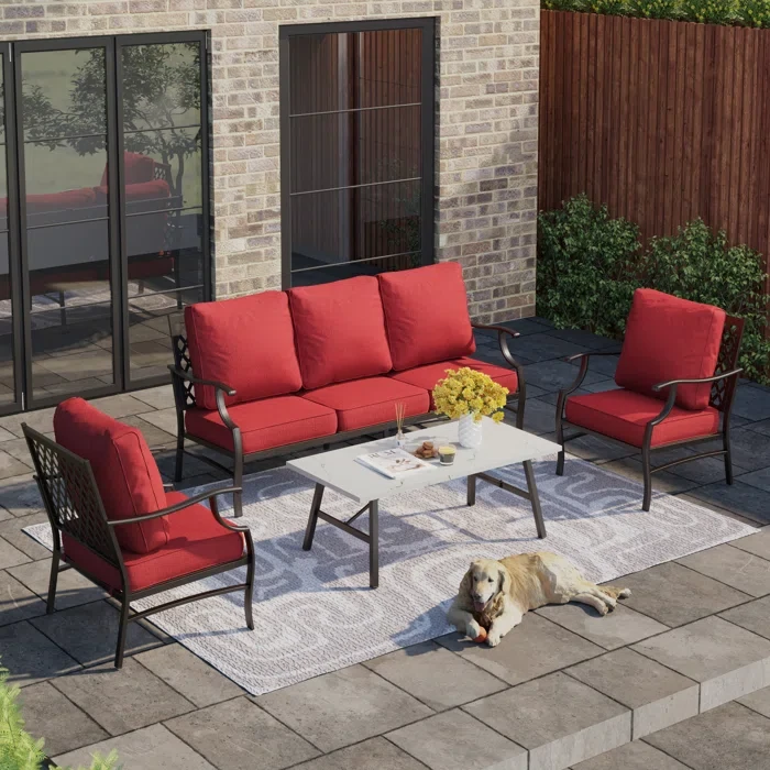 Asfand 5-7- Person Patio Conversation Set with Optional Ottoman