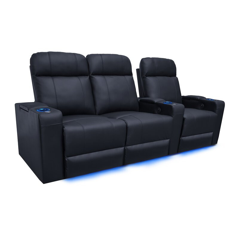 Faux Leather Home Theater Seat with Cup Holder