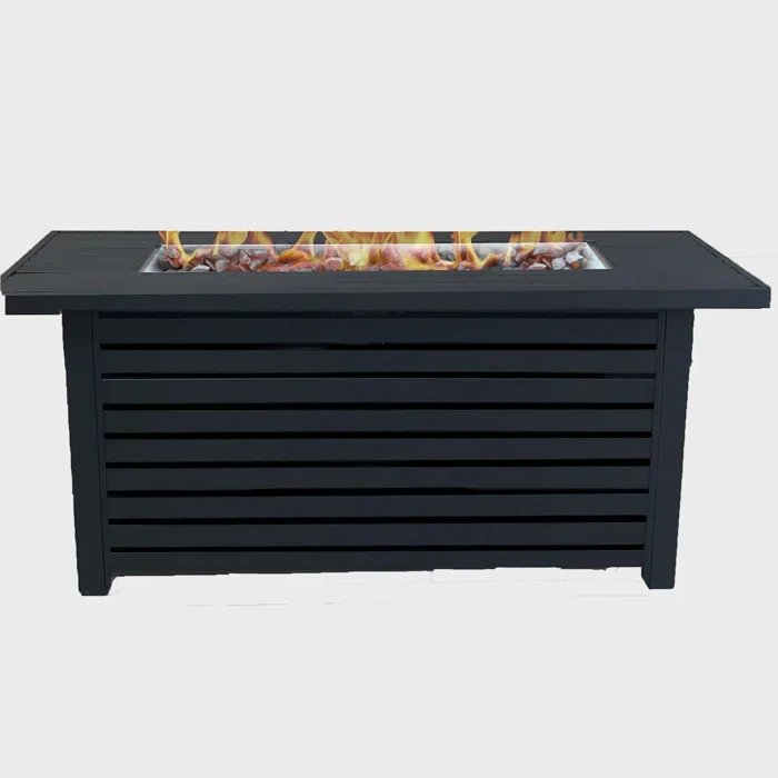 Hatsue Stainless Steel Outdoor Fire Pit Table with Lid 25" H x 54" W x 22" D