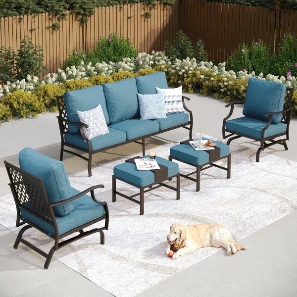 Asfand 7 - Person Patio Conversation Set with Rocking Lounge Chairs & Sofa