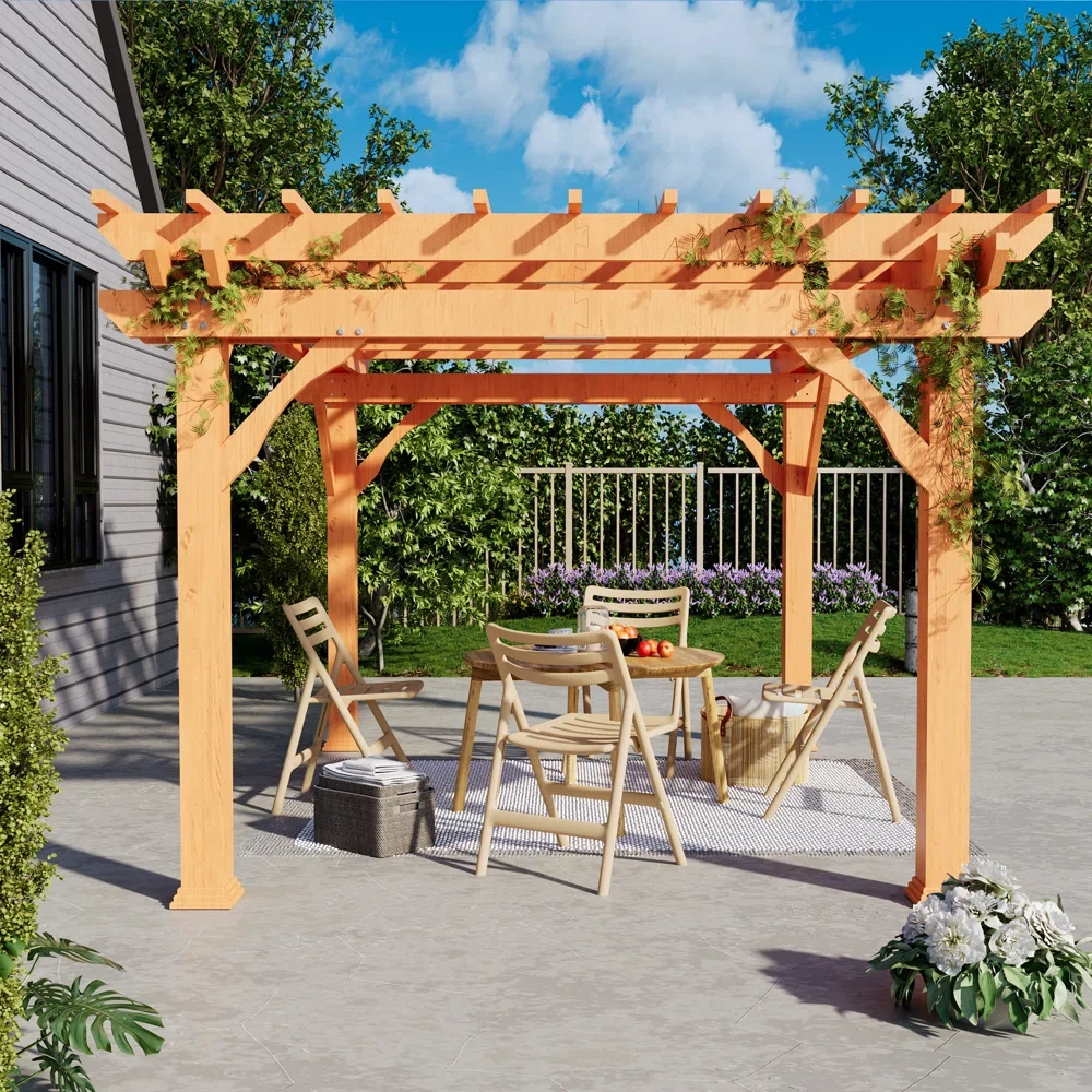 12 Ft. W x 10 Ft. D Solid Wood Pergola