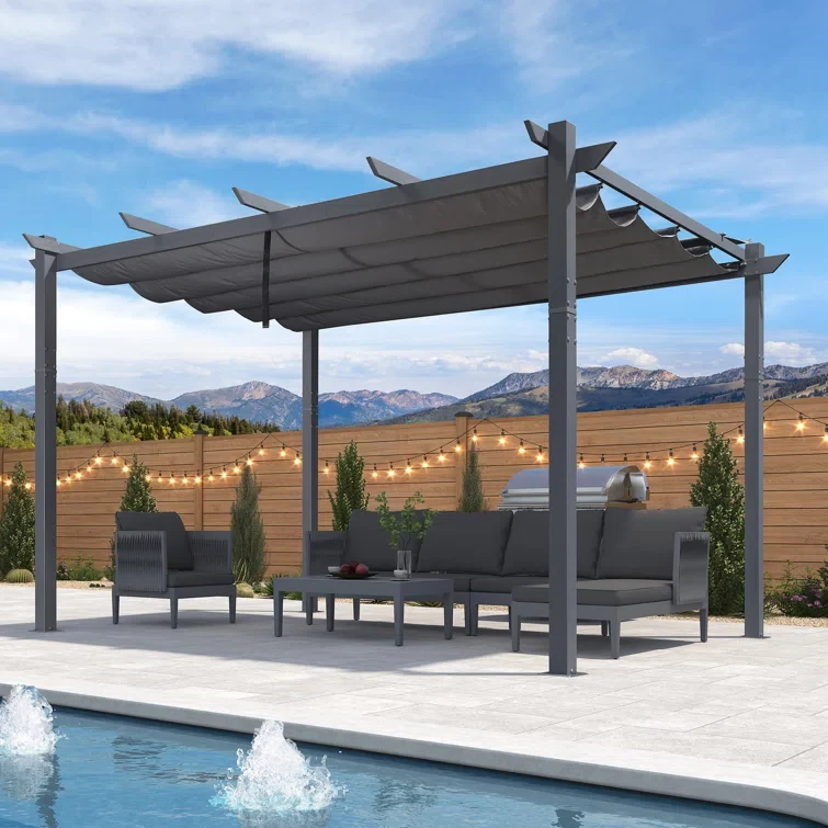 13 Ft. W X 10 Ft. D Aluminum Pergola with Canopy