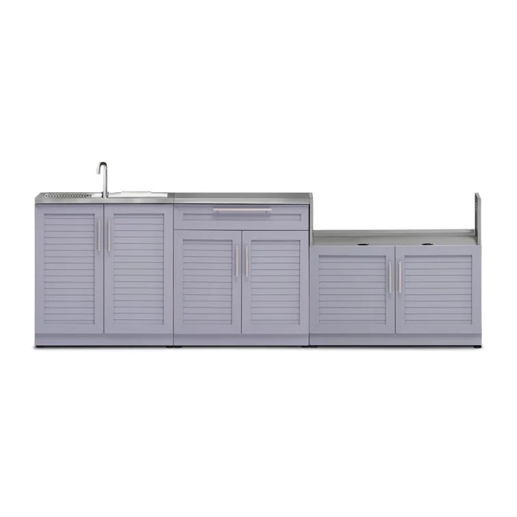 Outdoor Kitchen Aluminum 104" W x 23" D x 44.3" H 3-Piece Modular Cabinet Set