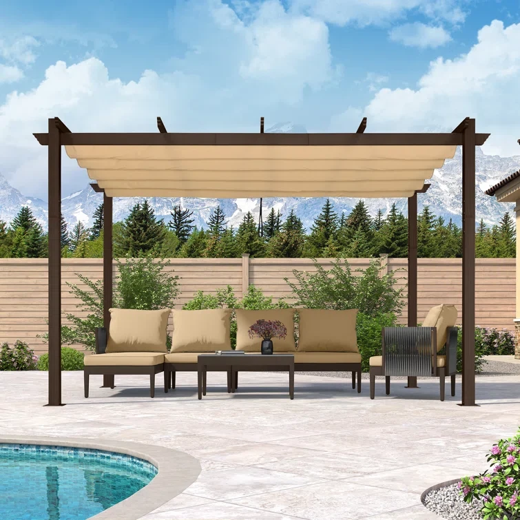 96"H x 144" W x 118" D Purple Leaf Aluminium Pergola With Canopy