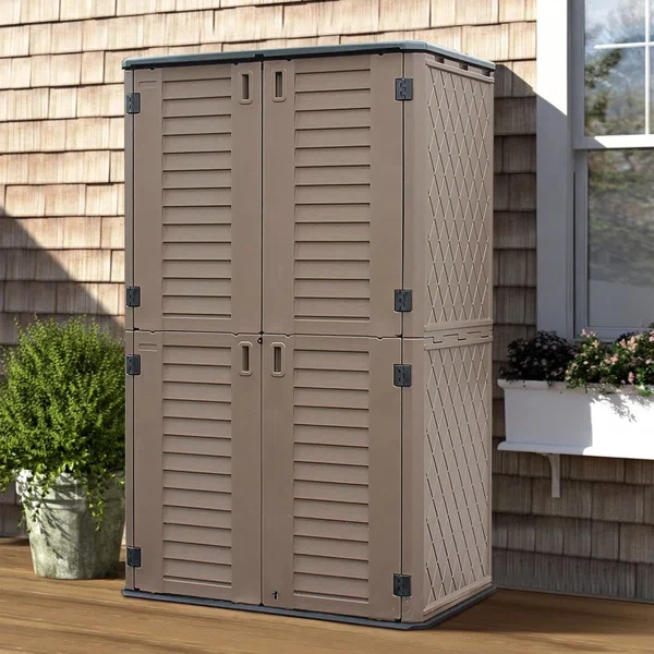 Outdoor 4 ft. W x 2 ft. D Plastic Vertical Storage Shed