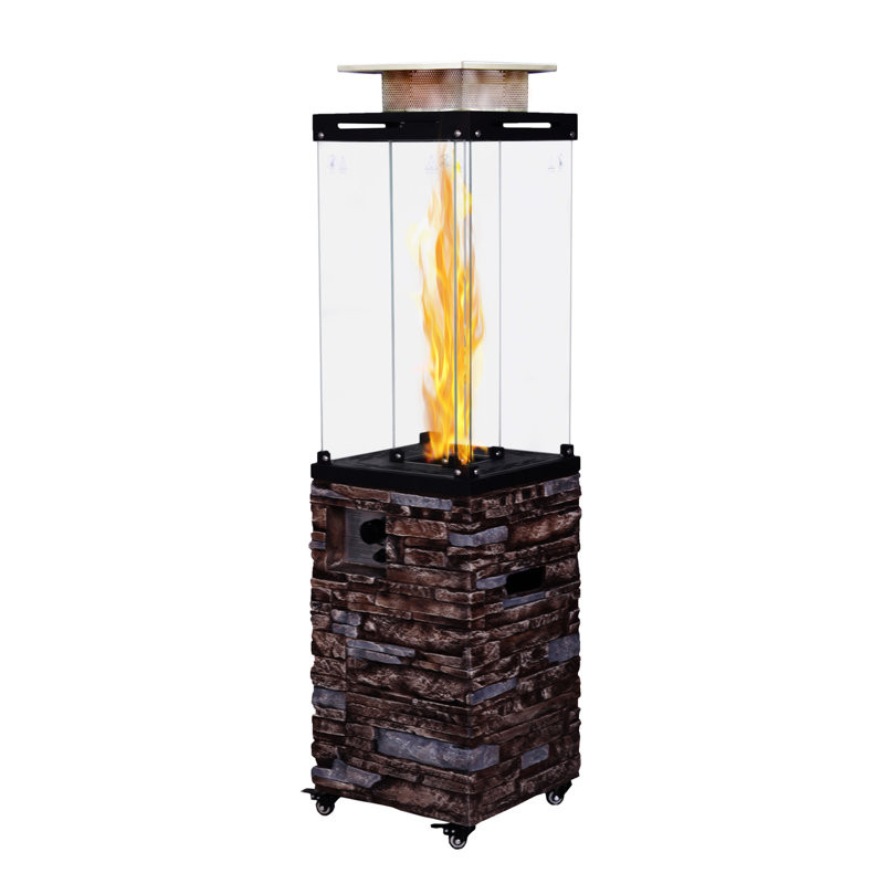 Good Design Faux Stone Texture Tempered Glass Outdoor Propane Gas Fire Heater