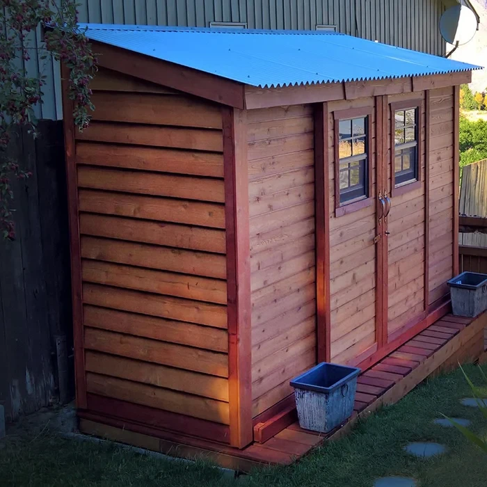 12 ft. W x 4 ft. D Sliding Door Cedar Wood Storage Shed with Metal Roof