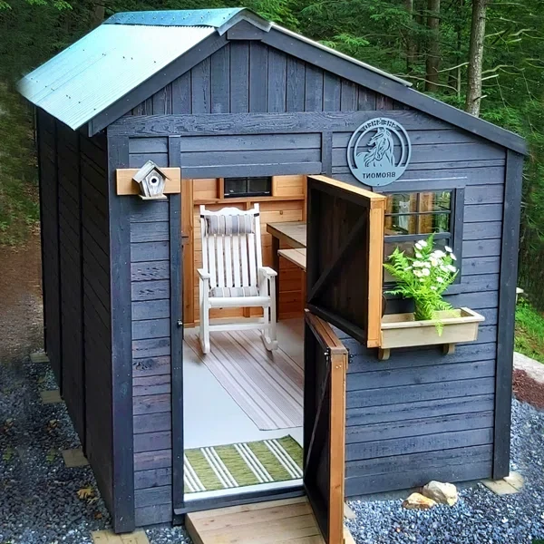 8 ft. W x 8 ft. D Cedar Wood Sunshed Garden Shed with Metal Roof