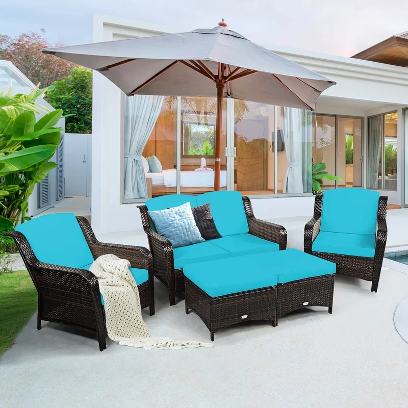 Aighan 6 - Person Outdoor Seating Group with Cushions