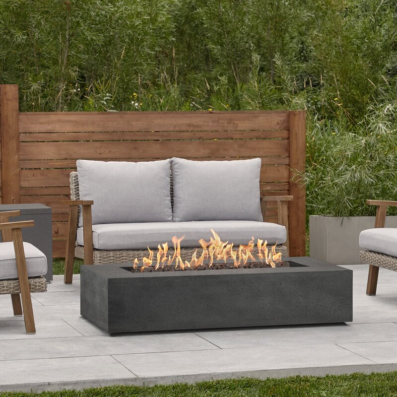 Geneva Rectangle Concrete Propane Fire Pit Table by Jensen Co.12.75" H x 56.5" W x 28.5" D