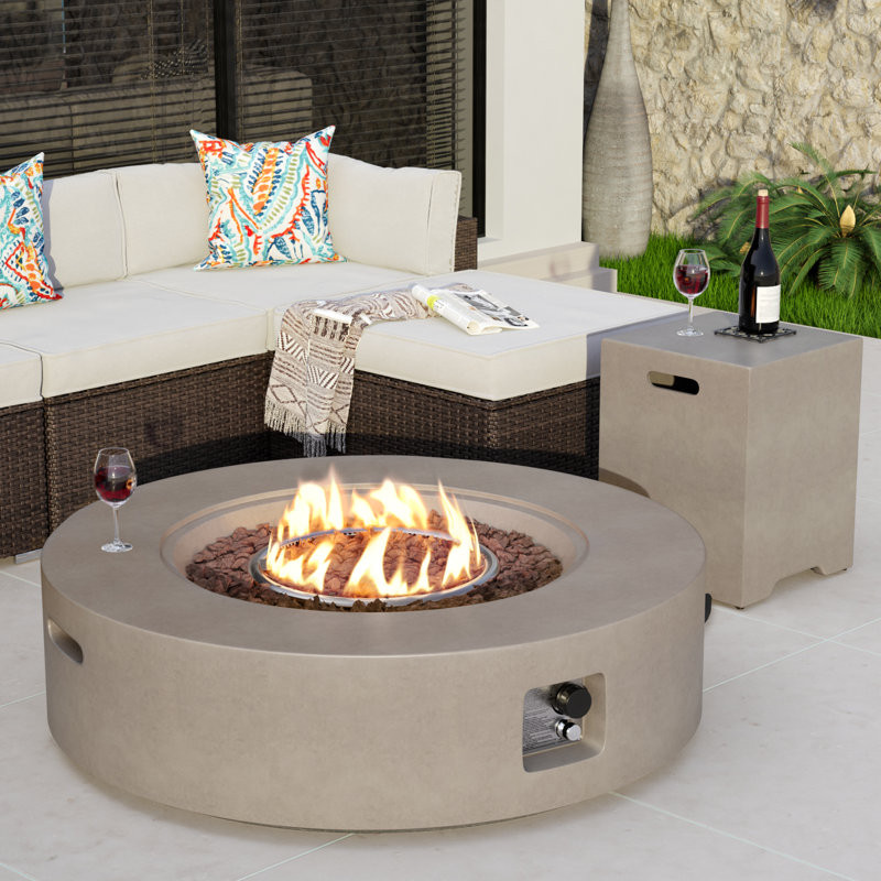 Shade Concrete Propane Outdoor Fire Pit Table