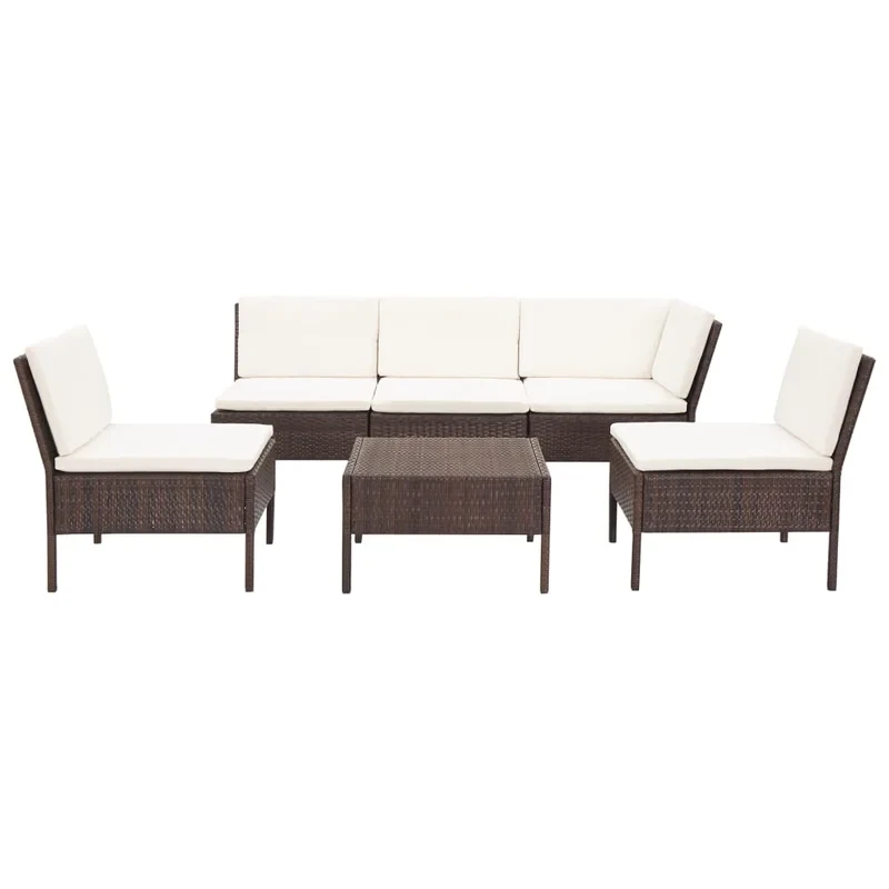 6 Piece Sectional Sofa with Coffee Table Rattan