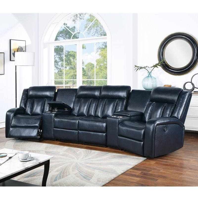 Arvydas Faux Leather Home Theater Seating with Cup Holder Reclining Type:  Manual