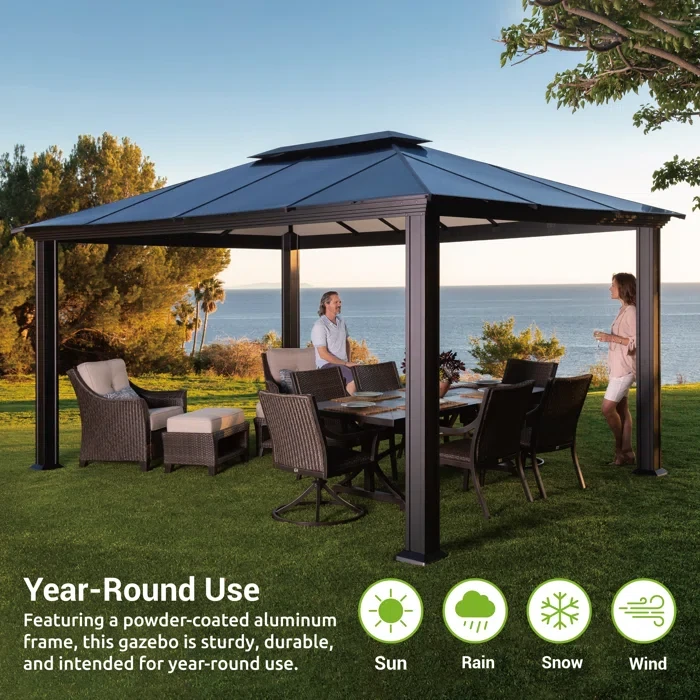 Santa Monica Aluminum Patio Gazebo with Mosquito Netting