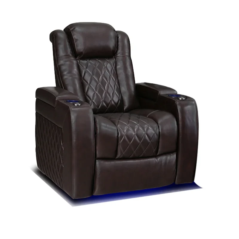 Tuscany Leather Home Theater Seating with Cup Holder