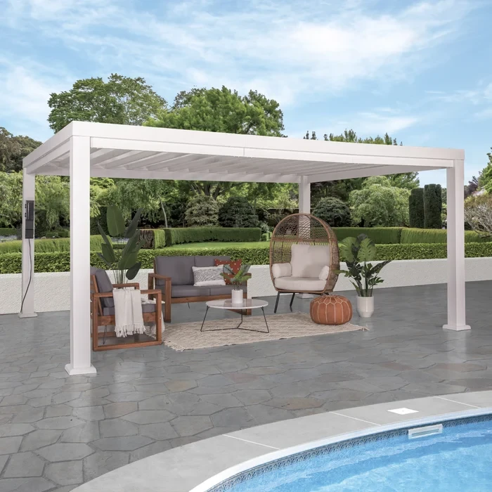 16 ft. W x 12 ft. Backyard Discovery Windham Steel Pergola with Canopy