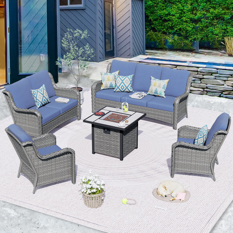 Tommy 7 - Person Outdoor Seating Group with Cushions