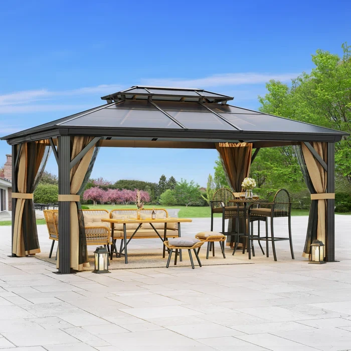 Aluminum Patio Gazebo 115.2" H x 192" W x 144" D