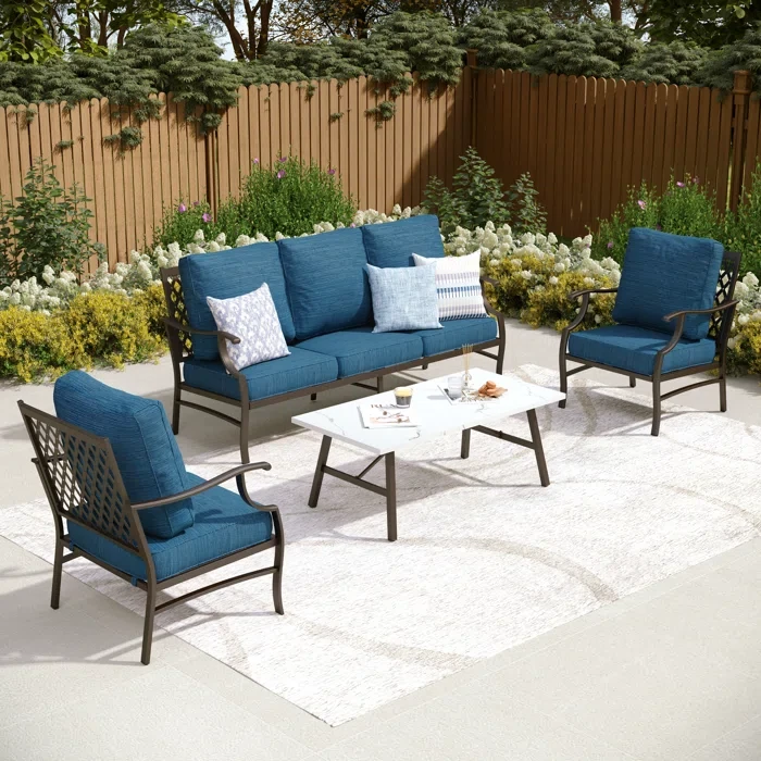 Asfand 5-7- Person Patio Conversation Set with Optional Ottoman