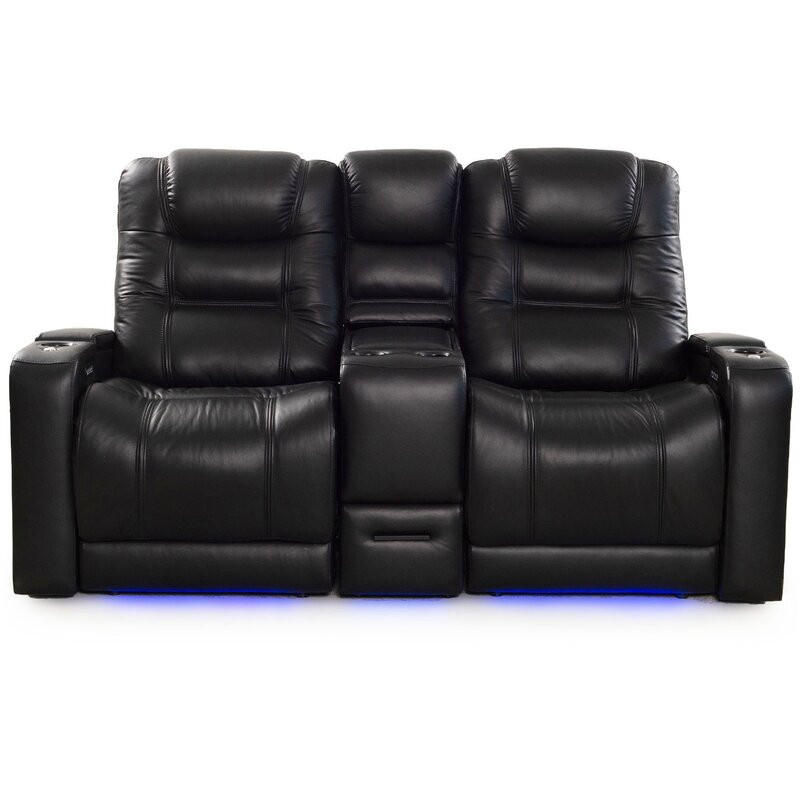 Nero Upholstered Power Reclining Home Theater Seating with Cup Holder