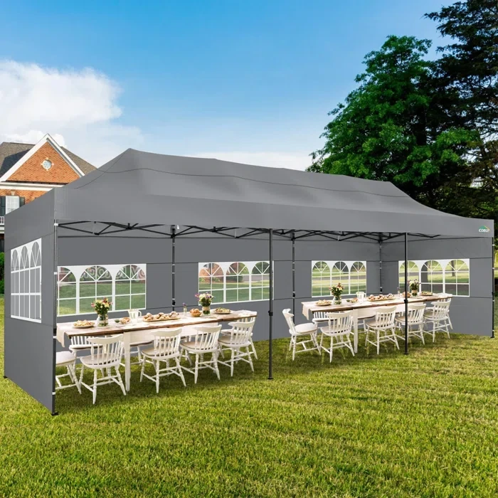 10×30 FT Pop up Canopy with 8 Sidewalls Waterproof Heavy Duty Commercial Canopy Tent