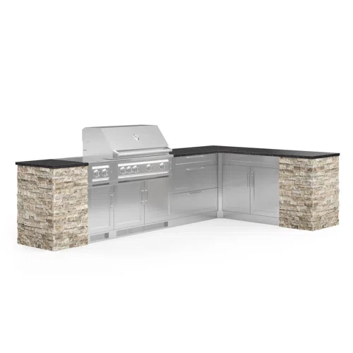 Outdoor Kitchen Signature Series 11 Piece L Shaped Cabinet Set with 40 in. Natural Gas Grill