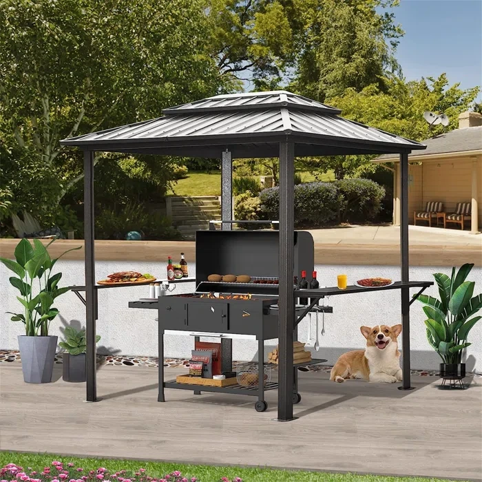 Lucio 8 Ft. W x 6 Ft. D Aluminum Grill Gazebo