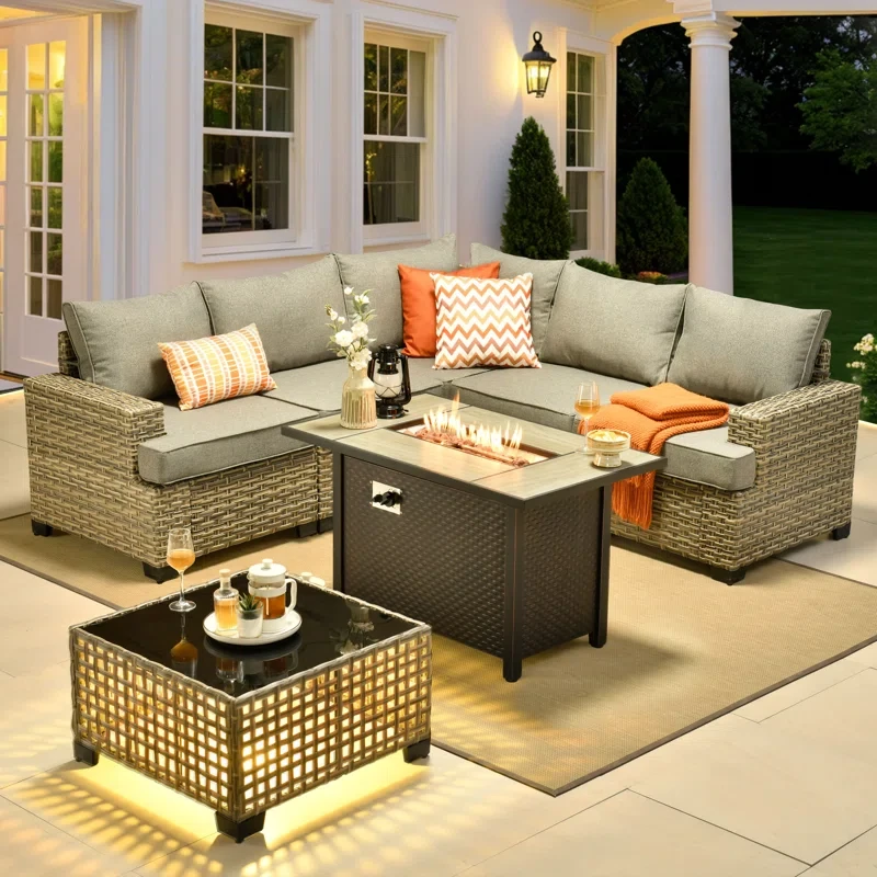 Outdoor Sofa 7-piece Set With Stove