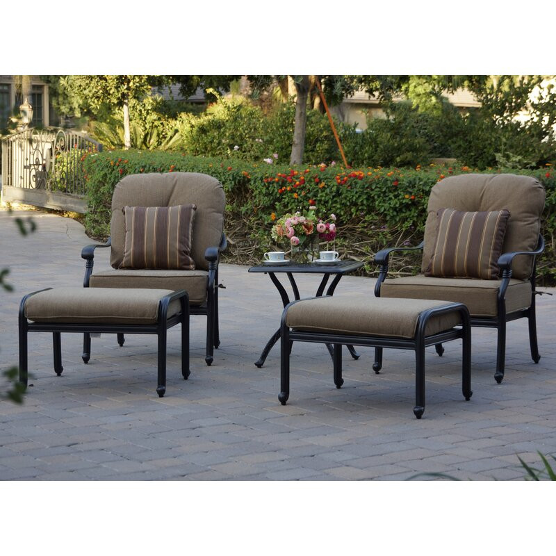 Byrge 5-Piece Patio Conversation Set with Cushions and 21'' Square End Table