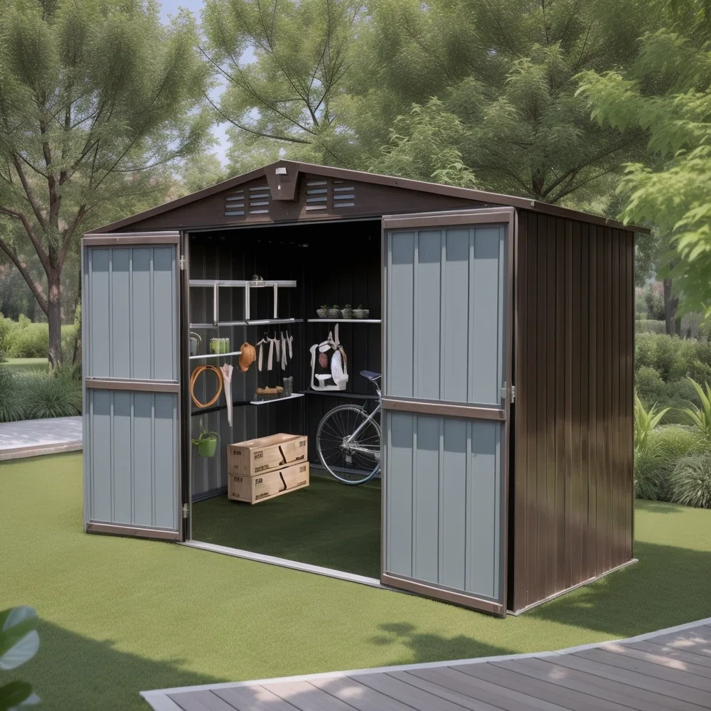 9 ft. 7 in. W x 8 ft. D Metal Storage Shed