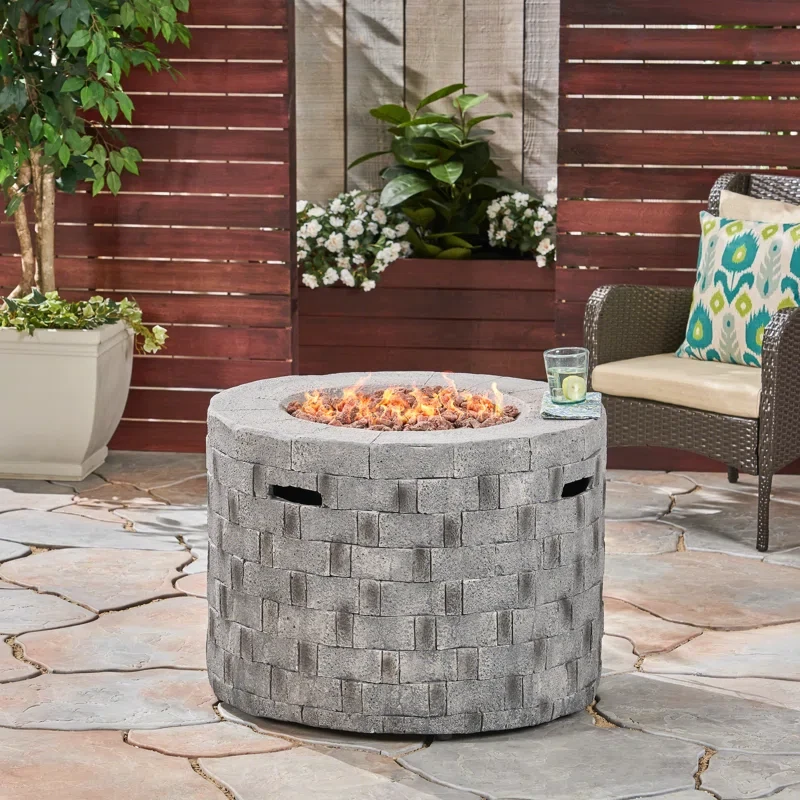 Nathaniel 23.25'' H x 31.75'' W Concrete Propane Outdoor Fire Pit