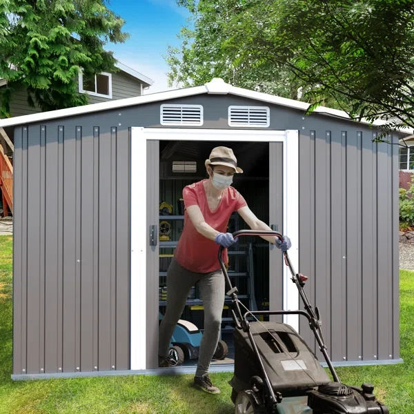 70" H x 97" W x 126" D Metal Lean-to Storage Shed