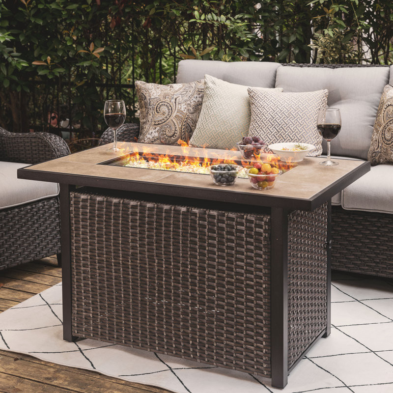 Pieres 25.6'' H x 42.8'' W Propane Outdoor Fire Pit Table