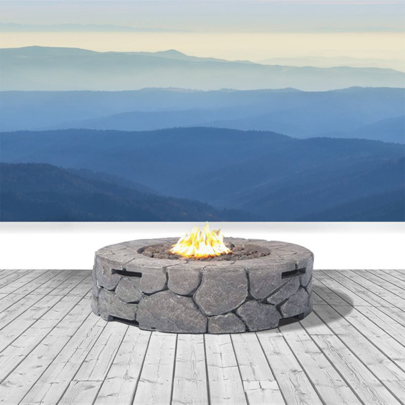 Halleli 9" H x 28" W Stone Natural Gas Outdoor Fire Pit