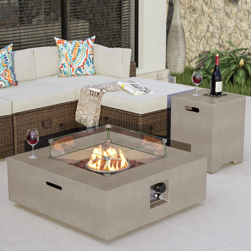 Kinzie Concrete Propane Fire Pit Table